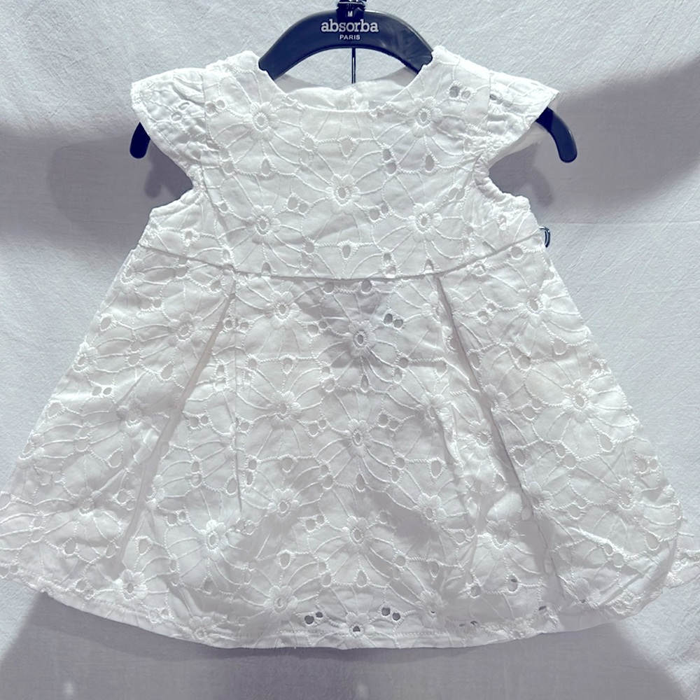 White eyelet dress, 0-3 months, new with tags